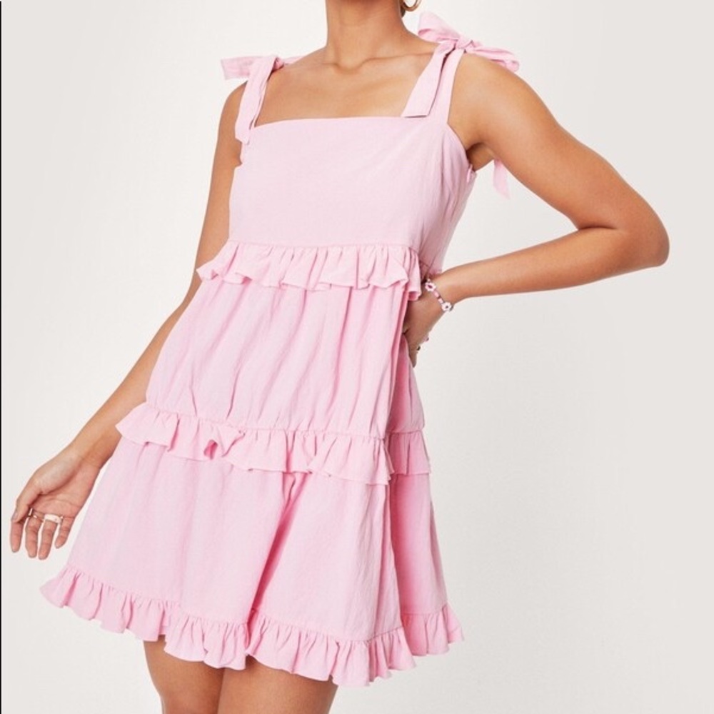Nasty gal pink linen dress